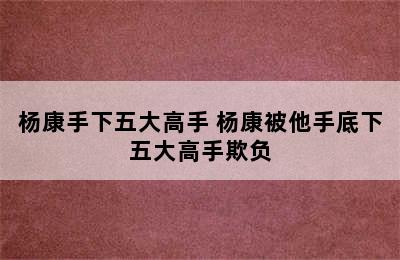 杨康手下五大高手 杨康被他手底下五大高手欺负